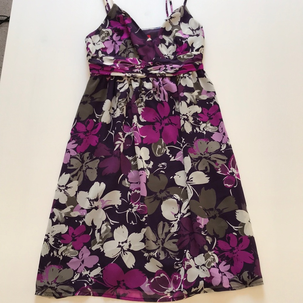 Elle Purple Floral Dress Spaghetti Straps - Size 2